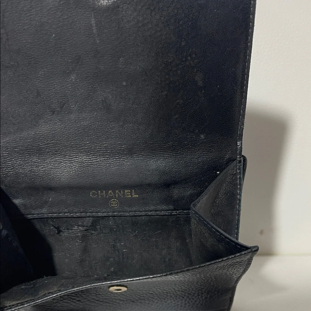 Authentic CHANEL Timeless CC Logo Caviar Leather Wallet